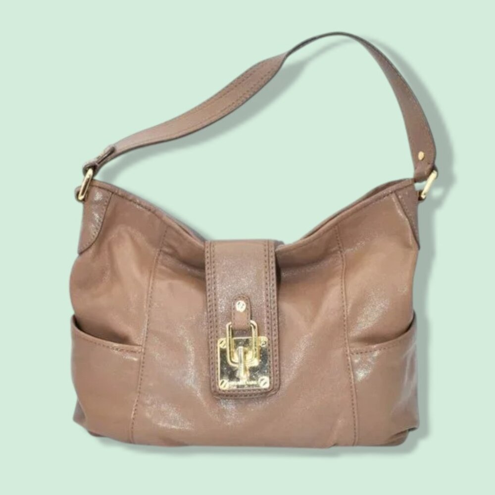 Michael Kors Leather Hobo Purse Shoulder Bag Tan - Picture 1 of 14
